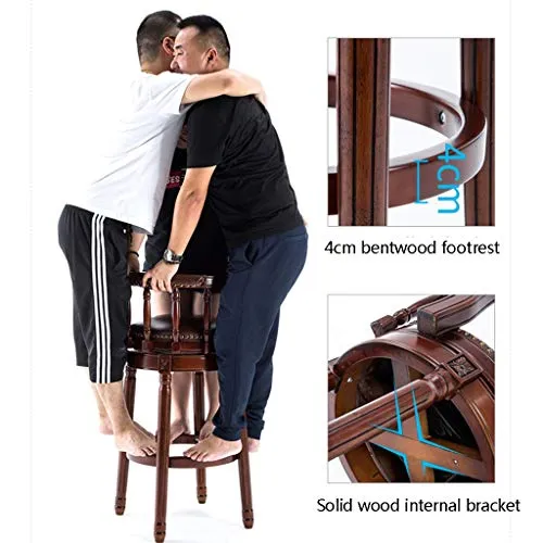 Sedia da Bar Legno Massello con Schienale Seggiolone per La Casa Seggiolone Bar Girevole Pelle retrò Leggero Sedia da Bar...