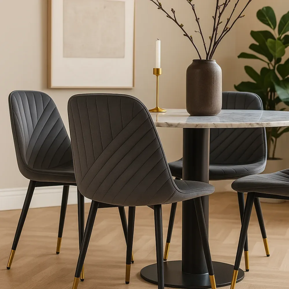 4 SEDIE sedie velluto grigio con gambe ferro nero – seduta ergonomica – sedie da pranzo moderne per cucina, soggiorno o sa...