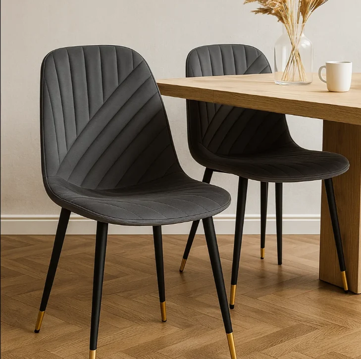 4 SEDIE sedie velluto grigio con gambe ferro nero – seduta ergonomica – sedie da pranzo moderne per cucina, soggiorno o sa...