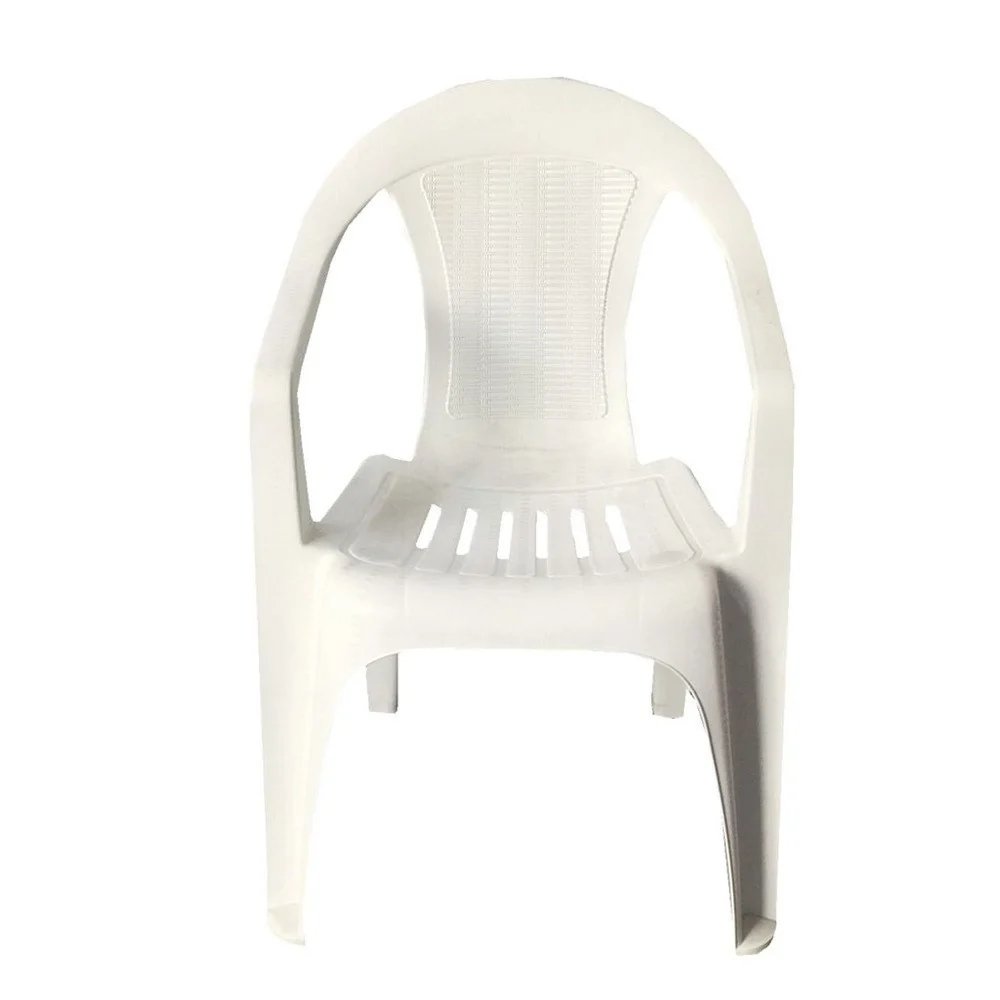 Set 2pz Sedia Bianca Plastica Monoblocco Impilabile Con Braccioli 53x43x78cm 007359