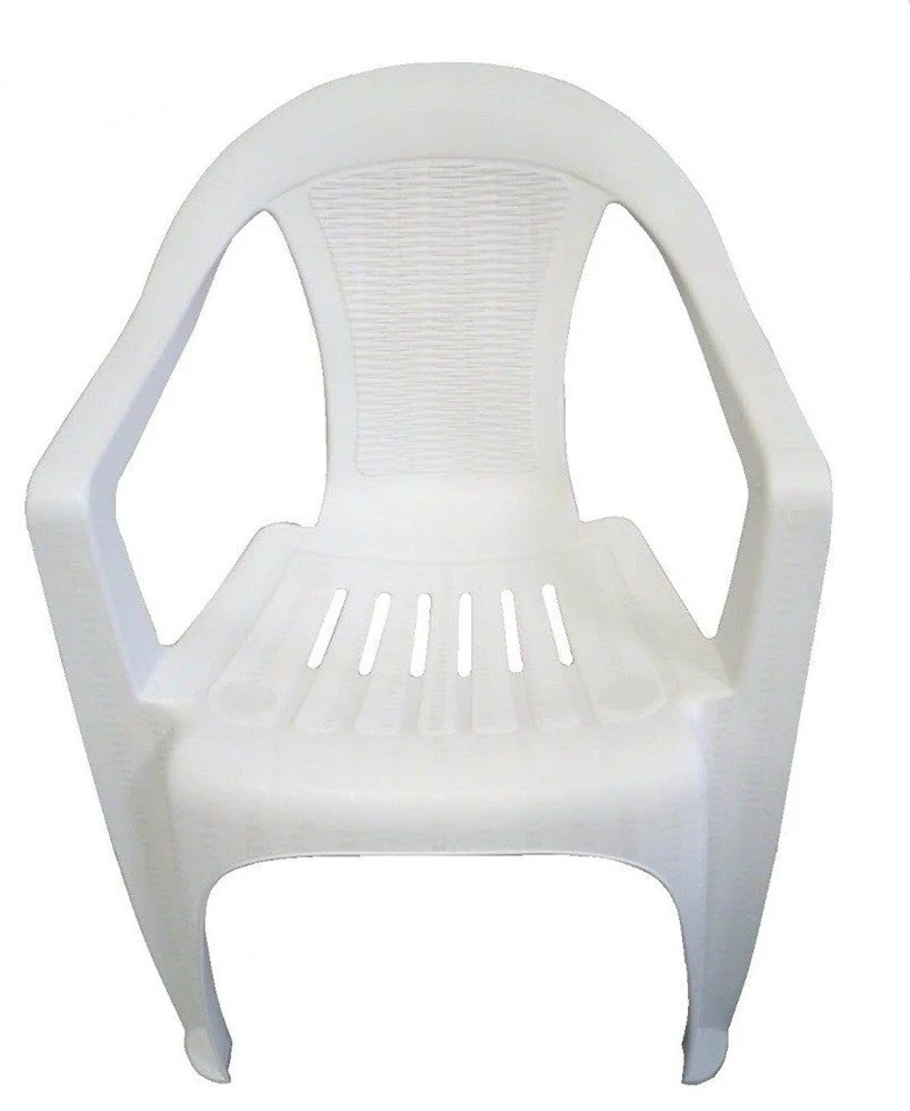 Set 2pz Sedia Bianca Plastica Monoblocco Impilabile Con Braccioli 53x43x78cm 007359