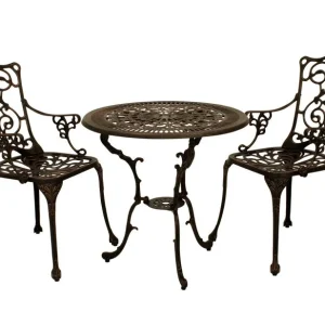 Set da bistrot LUGANO 3 pezzi, alluminio pressofuso bronzo antico