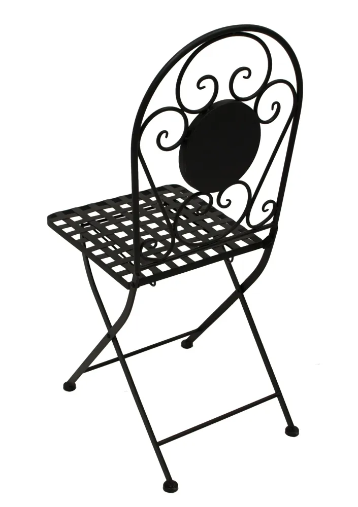 Set bistrot SIENA 3 pezzi, ferro nero + mosaico grigio/bianco