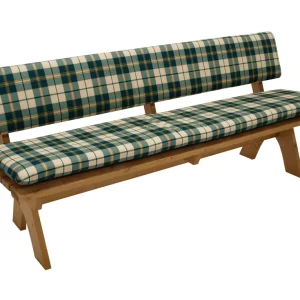 Set cuscini BOSTON per panca 4 posti 200 cm, quadri verde/beige, 2 pezzi