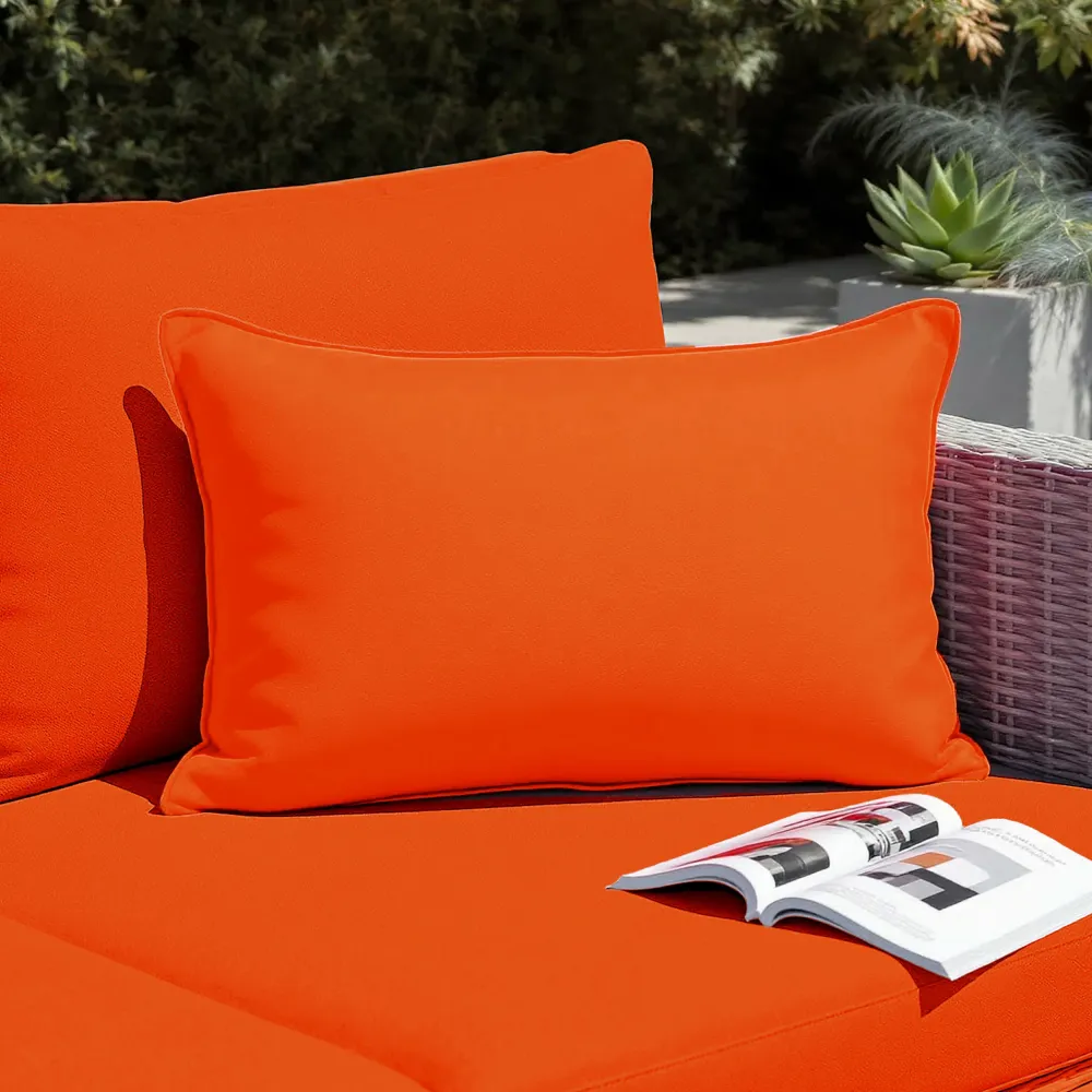 Set di 2 Cuscini d'Accento 60x35 Arancione - Decorazione Giardino & Sfoderabile