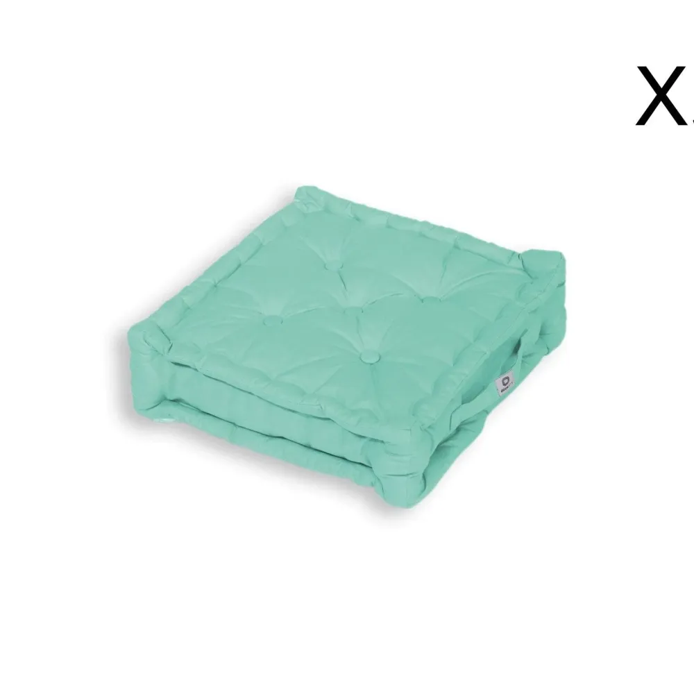 Set di 2 Cuscini da Pavimento XL 50x50 Verde Menta - Spesso 15cm & Maniglia
