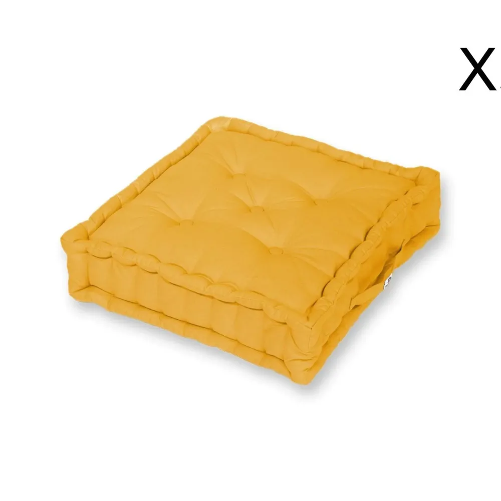 Set di 2 Cuscini da Pavimento Giganti 60x60 Giallo - Spesso 15cm & Maniglia