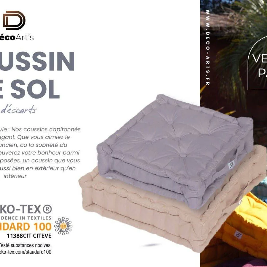 Set di 2 Cuscini da Pavimento Giganti 60x60 Giallo - Spesso 15cm & Maniglia