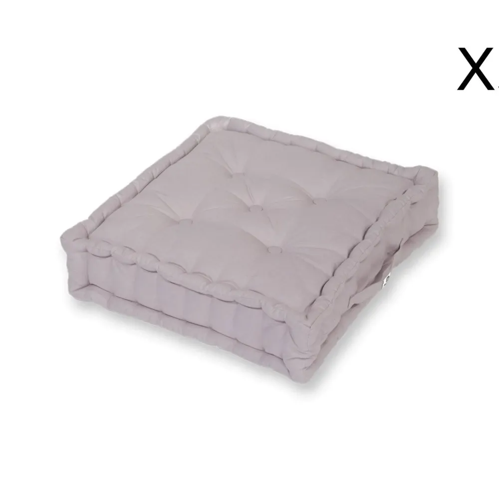 Set di 2 Cuscini da Pavimento Giganti 60x60 Grigio Ciottolo - Spesso 15cm & Maniglia