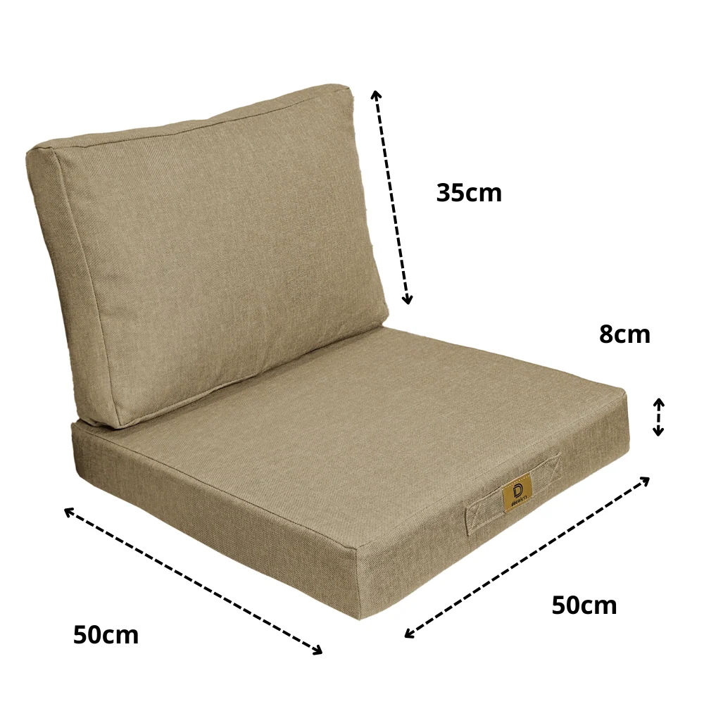 Set Cuscini Poltrona 50x50 Beige - Effet Lin & Sfoderabile (Seduta + Schienale)