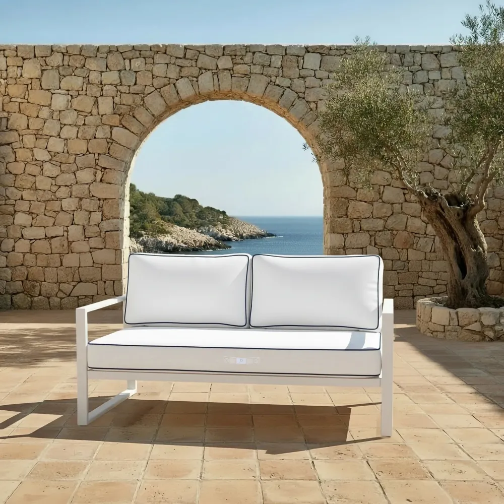Set Cuscini Premium 120x60 Bianco - 1 Seduta + 2 Schienali (Spesso 12cm & Passepoil)