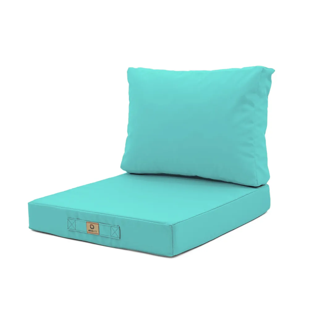 Set Cuscini Salotto da Giardino 50x50 Blu Caraibi - Sfoderabile & Anti-UV (Seduta + Schienale)