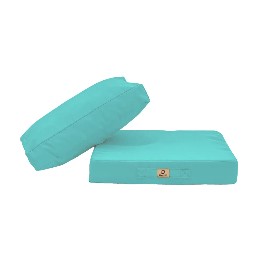 Set Cuscini Salotto da Giardino 50x50 Blu Caraibi - Sfoderabile & Anti-UV (Seduta + Schienale)