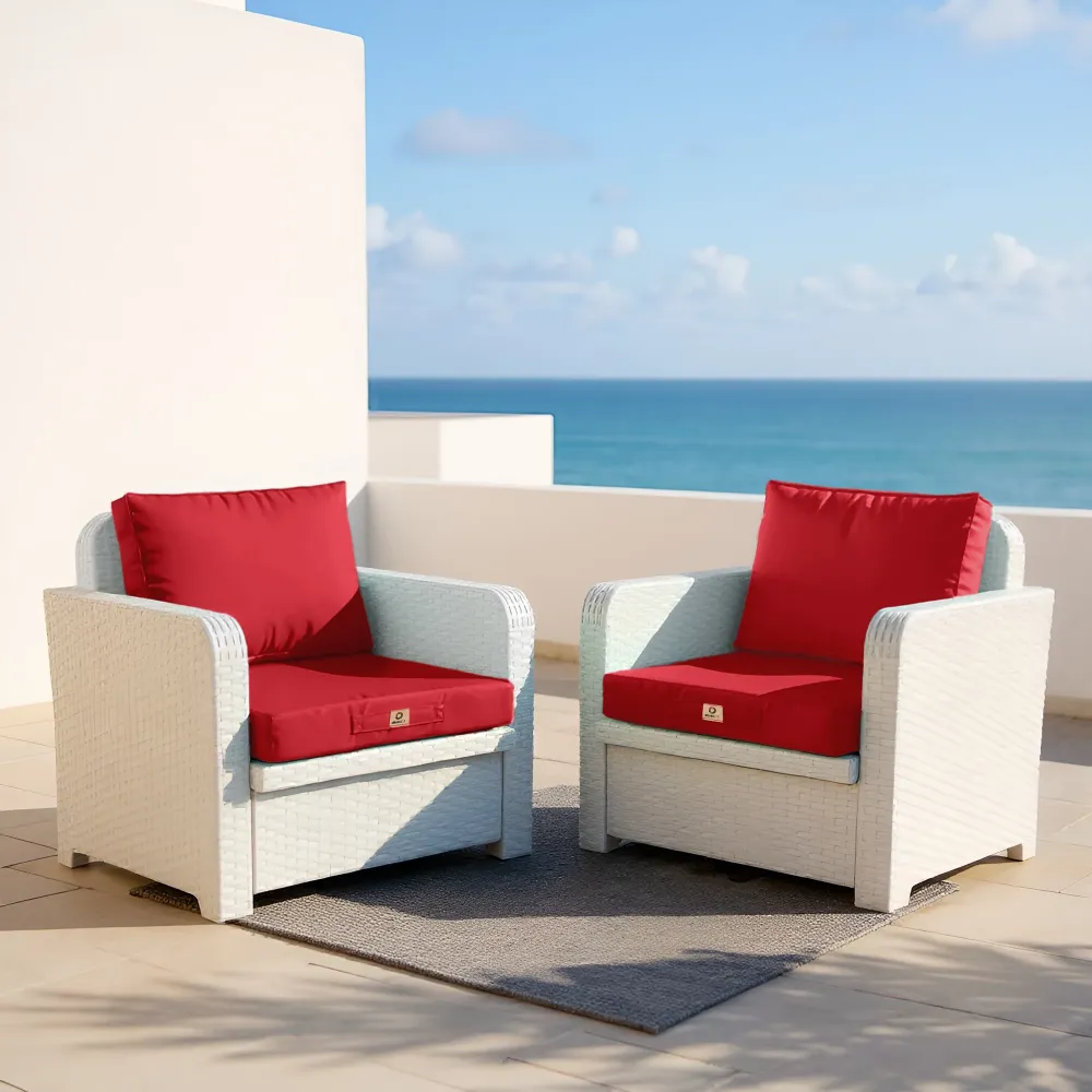 Set Cuscini Salotto da Giardino 50x50 Rosso - Sfoderabile & Anti-UV (Seduta + Schienale)