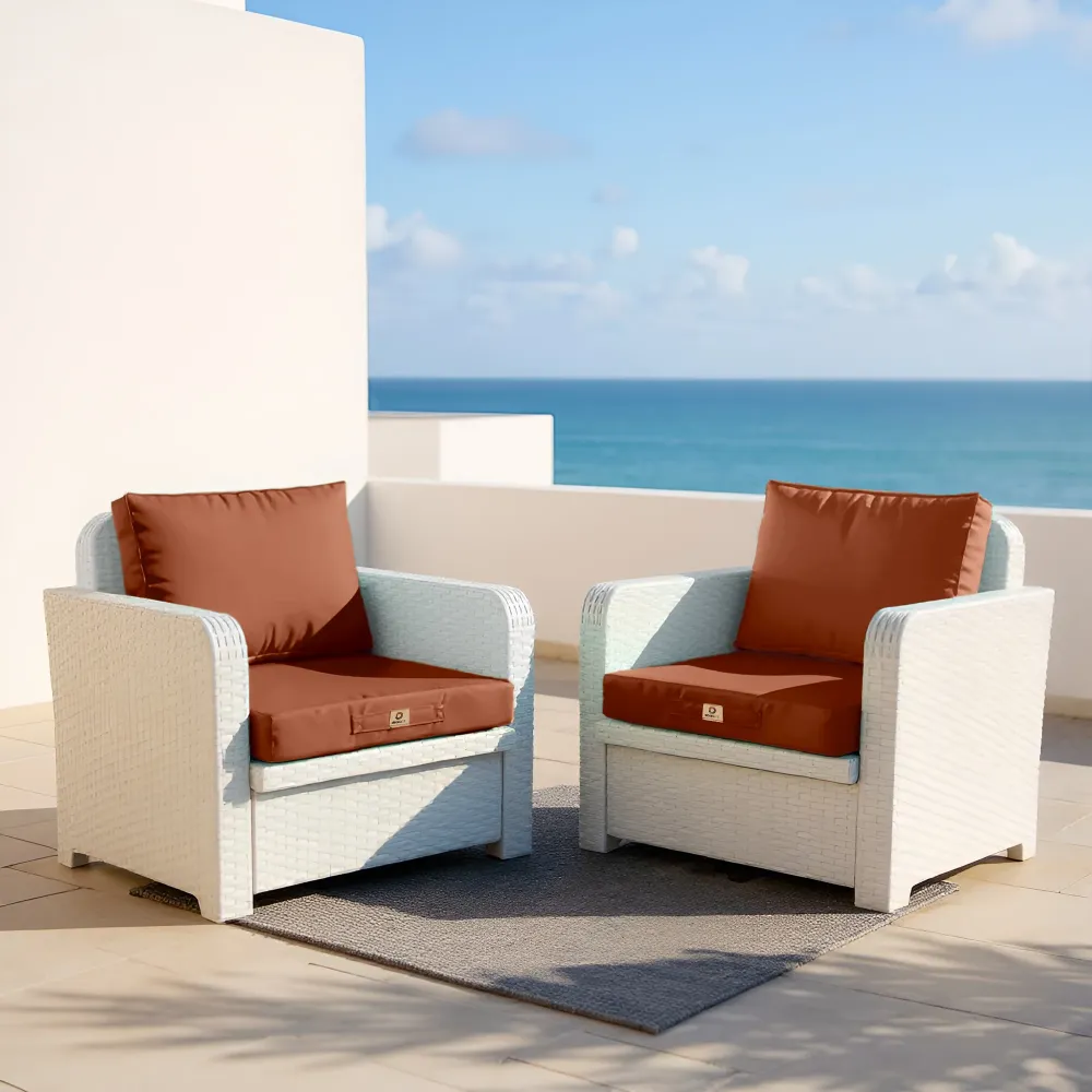 Set Cuscini Salotto da Giardino 60x70 Terracotta - Sfoderabile & Anti-UV (Seduta + Schienale)