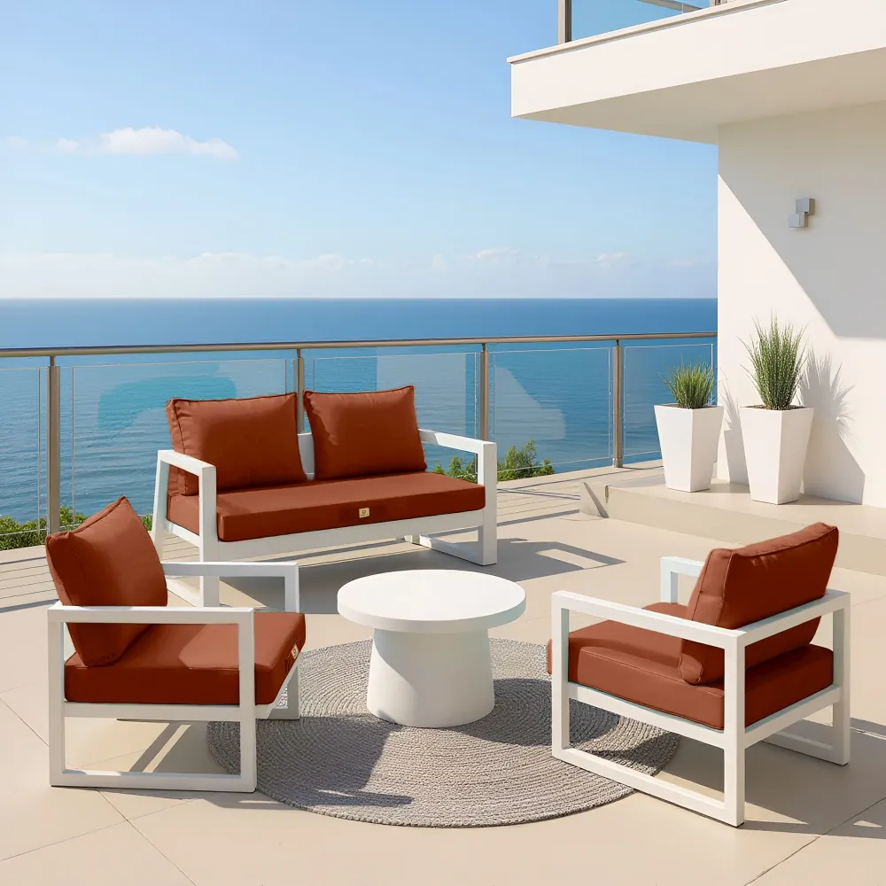 Set Cuscini Salotto da Giardino 60x70 Terracotta - Sfoderabile & Anti-UV (Seduta + Schienale)