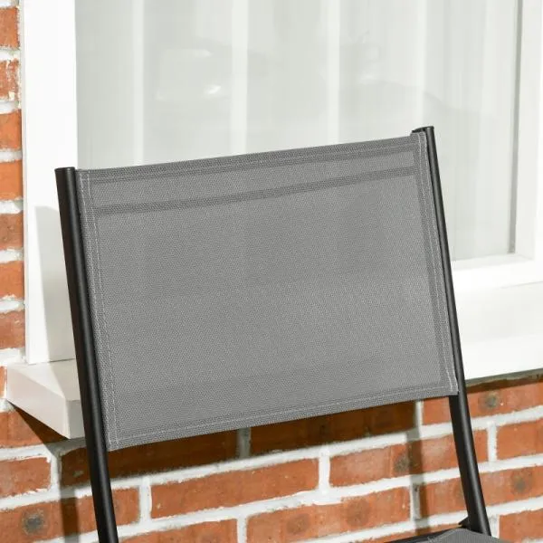 Set di mobili da giardino, 3 pezzi, tavolo rotondo, due sedie pieghevoli, struttura acciaio, grigio