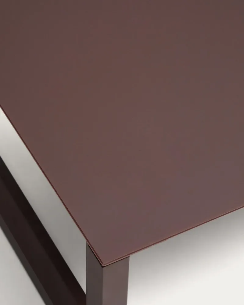 Set Nerano con divano 3 posti, 2 poltrone e tavolino vetro temperato e alluminio brown