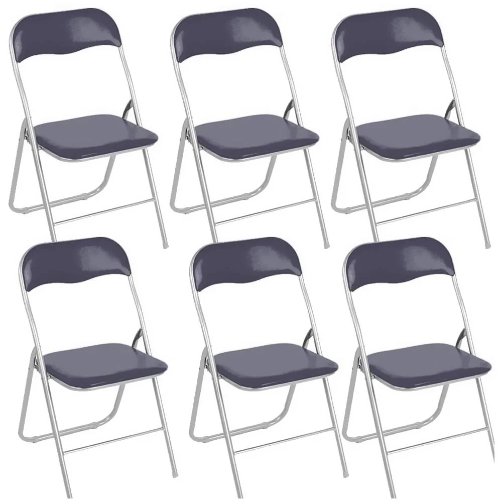 Set 6 Pezzi Sedie Imbottite Pieghevoli Salvaspazio Sedia Struttura Metallo Grigio