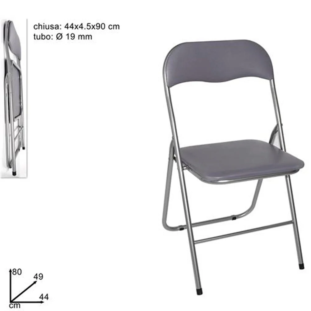 Set 6 Pezzi Sedie Imbottite Pieghevoli Salvaspazio Sedia Struttura Metallo Grigio