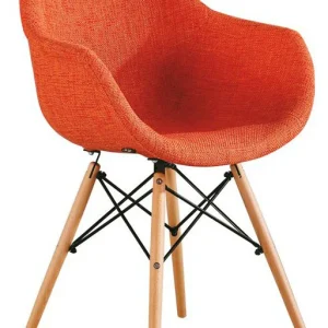 Set da 2 Poltrona relax moderna per lettura tessuto arancio e struttura legno e metallo