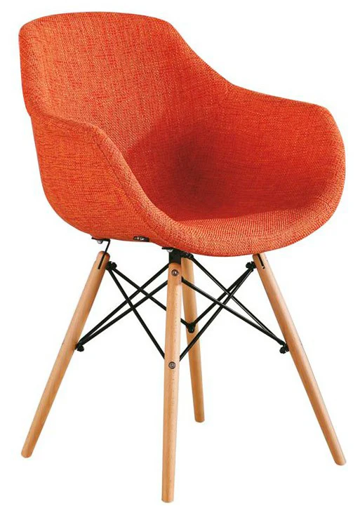 Set da 2 Poltrona relax moderna per lettura tessuto arancio e struttura legno e metallo