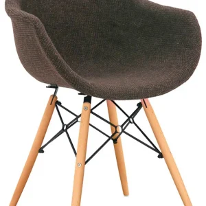 Set da 2 Poltrona relax moderna per lettura tessuto marrone e struttura legno e metallo