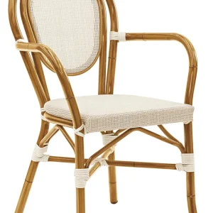 Set da 2 Poltroncina classica effetto bambù schienale e seduta tessuto cm 39x42x88h