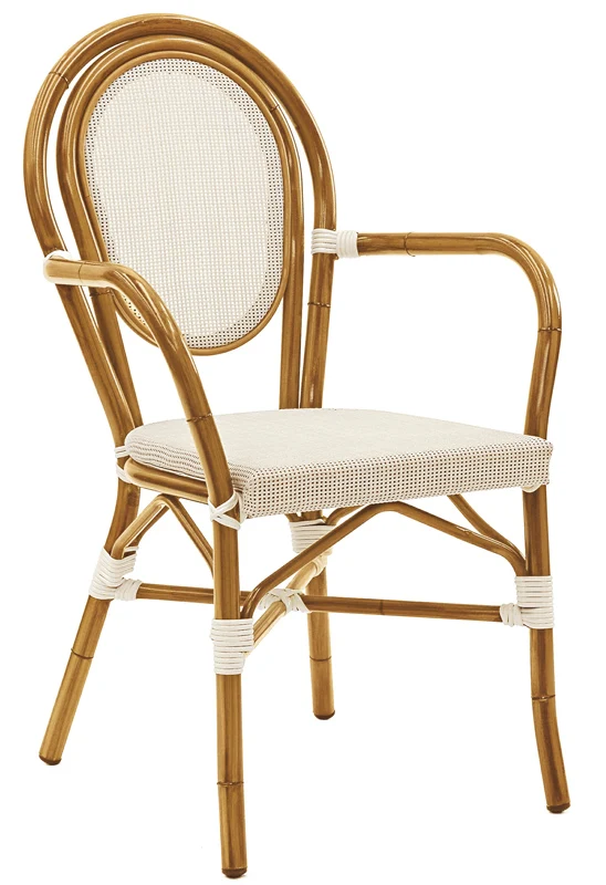 Set da 2 Poltroncina classica effetto bambù schienale e seduta tessuto cm 39x42x88h