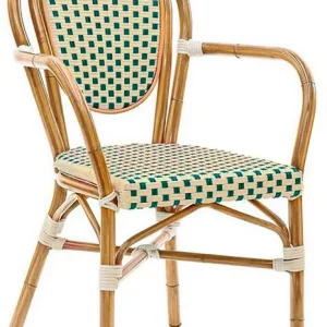 Set da 2 Poltroncina da giardino effetto bambù rivestimento effetto rattan cm 39x42x89h