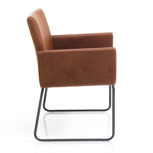Set da 2 poltroncina moderna similpelle effetto invecchiato cm 55x60x80h