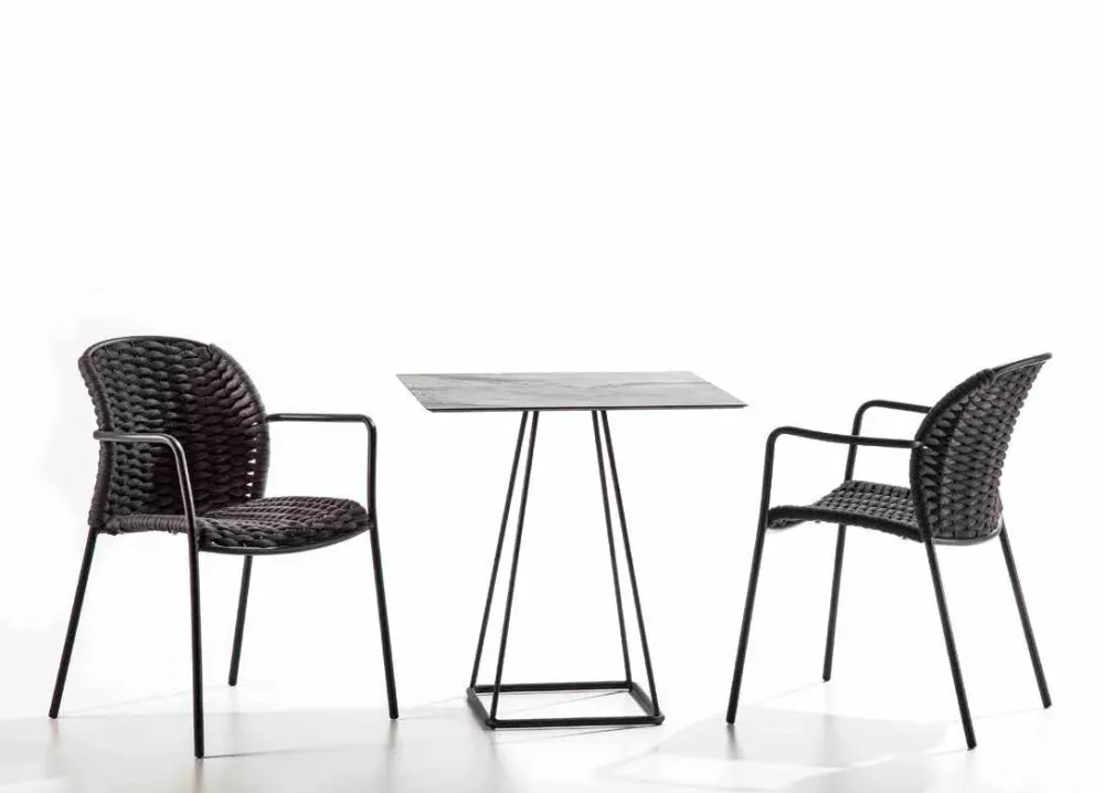 Set da 4 Poltroncina sedia da esterno metallo seduta intrecciata cm 57x56x81h