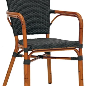 Set da 2 Poltroncina struttura alluminio effetto bambù rivestita polyrattan cm 45x41x91h