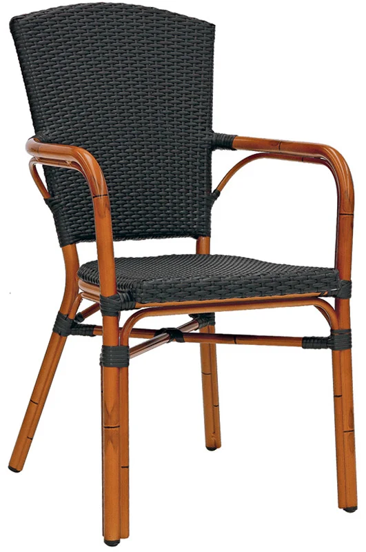 Set da 2 Poltroncina struttura alluminio effetto bambù rivestita polyrattan cm 45x41x91h