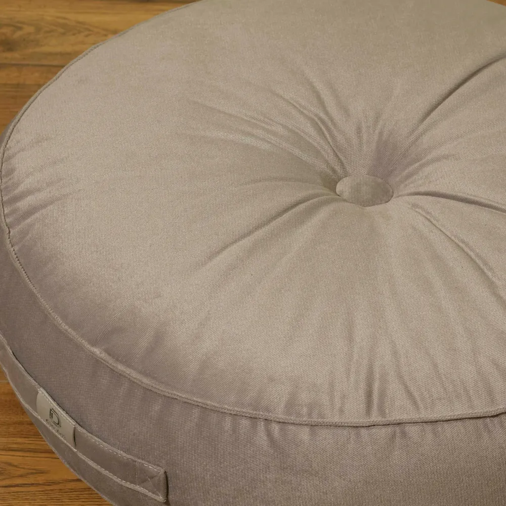 Set di 2 Pouf Rotondi Velluto Ø50 Grigio Chiaro - (Design Morbido & Maniglia)