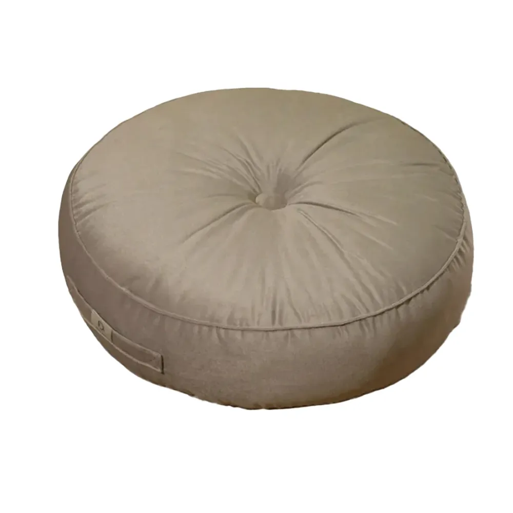 Set di 2 Pouf Rotondi Velluto Ø50 Grigio Chiaro - (Design Morbido & Maniglia)