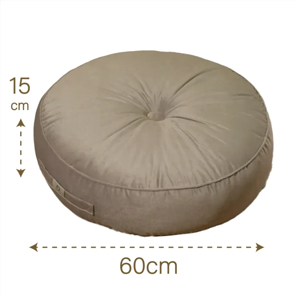 Set di 2 Pouf Rotondi Velluto Ø50 Grigio Chiaro - (Design Morbido & Maniglia)
