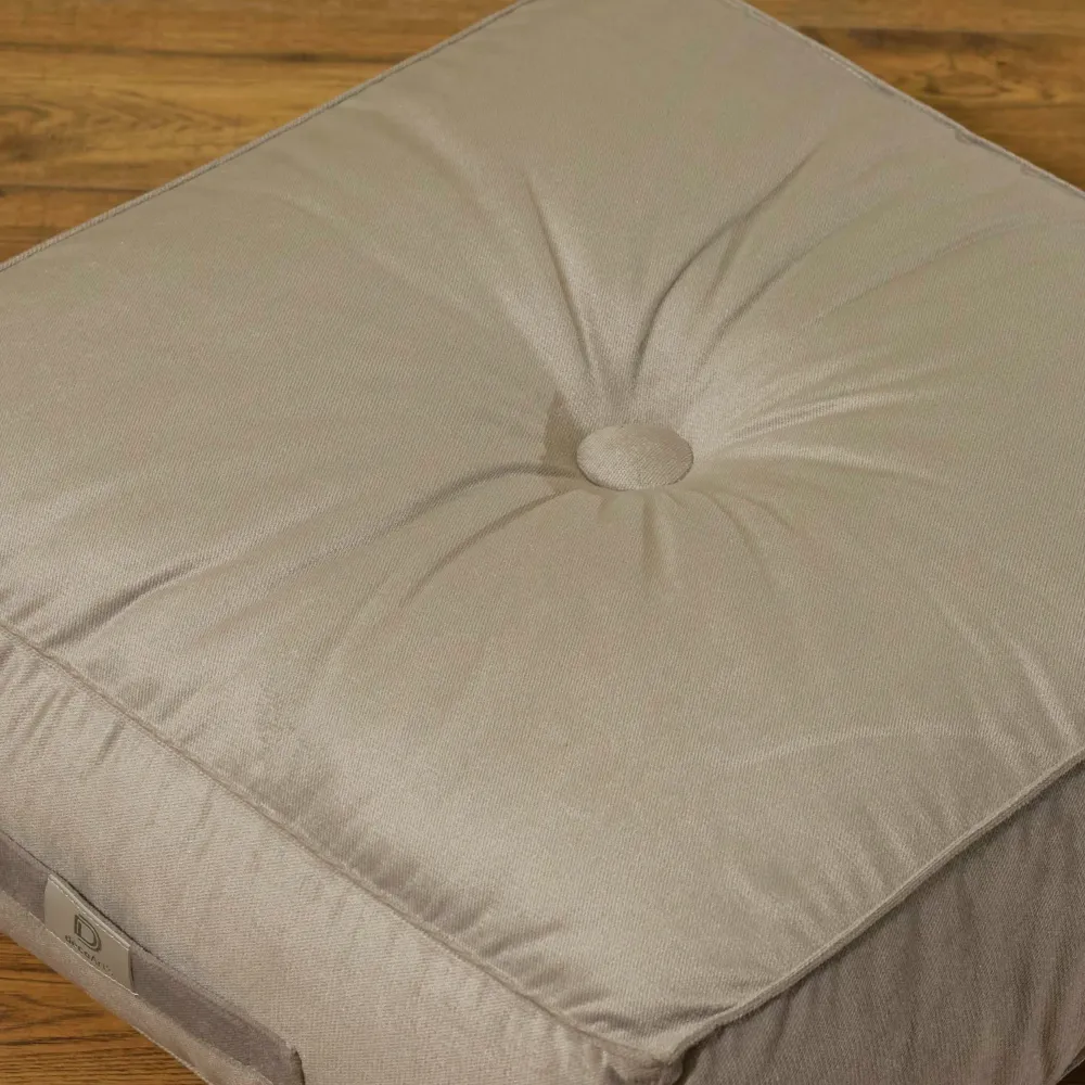 Set di 2 Pouf Velluto XL 54x54 Grigio Chiaro - Spesso 18cm (Gran Comfort)