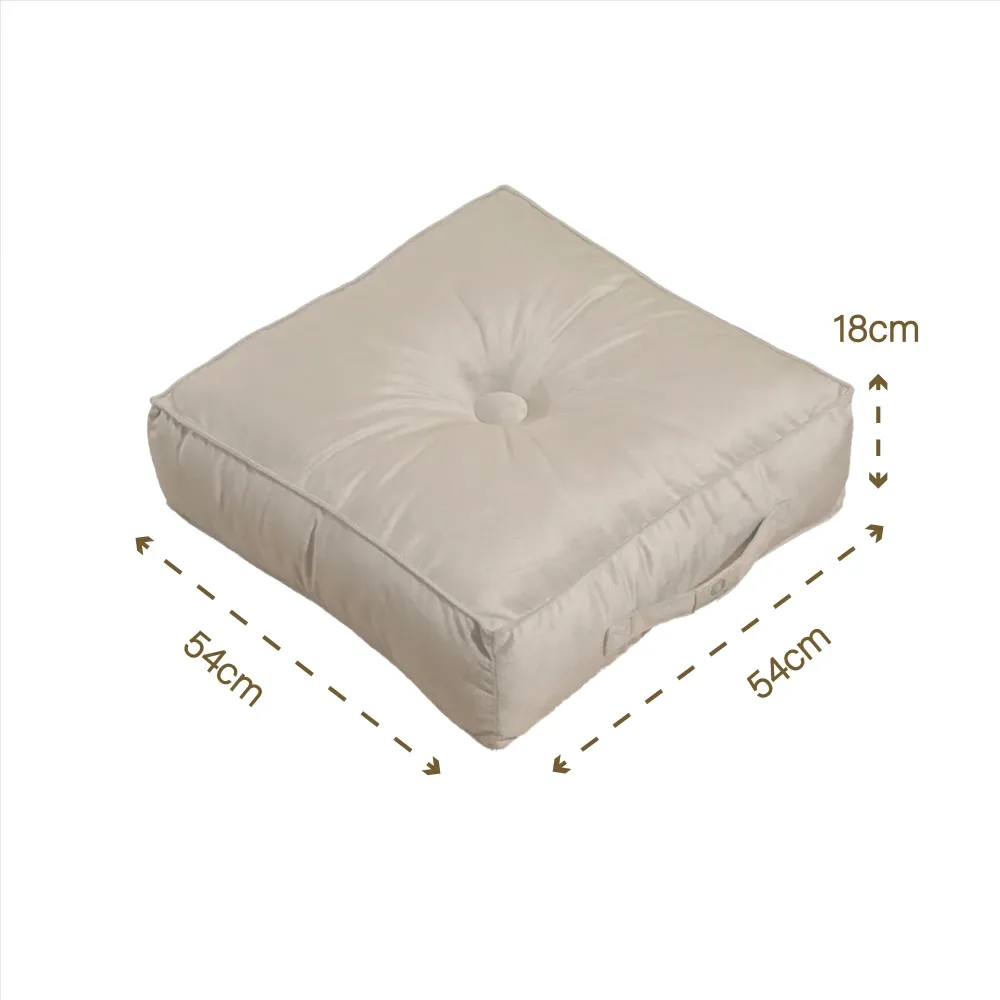 Set di 2 Pouf Velluto XL 54x54 Grigio Chiaro - Spesso 18cm (Gran Comfort)
