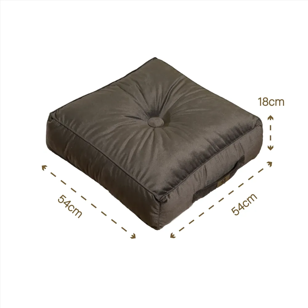 Set di 2 Pouf Velluto XL 54x54 Grigio Scuro - Spesso 18cm (Gran Comfort)