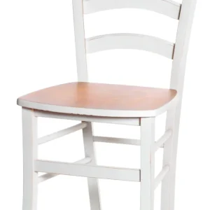 Set da 2 - Sedia classica legno colore bianco con seduta naturale cm 46x45x87h