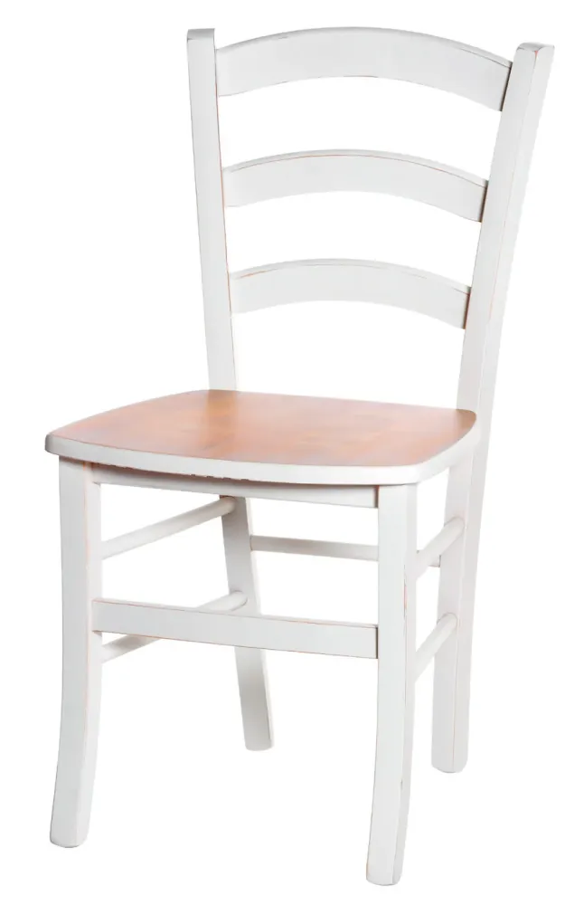 Set da 2 - Sedia classica legno colore bianco con seduta naturale cm 46x45x87h
