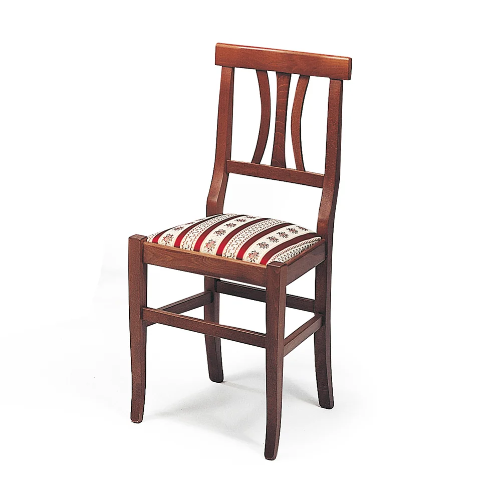 Set da 2 Sedia classica legno noce scuro con seduta imbottita e rivestita tessuto cm 43x44x92h