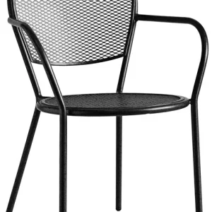 Set da 2 Sedia con braccioli classica da esterno acciaio colore nero cm 42x48x90h