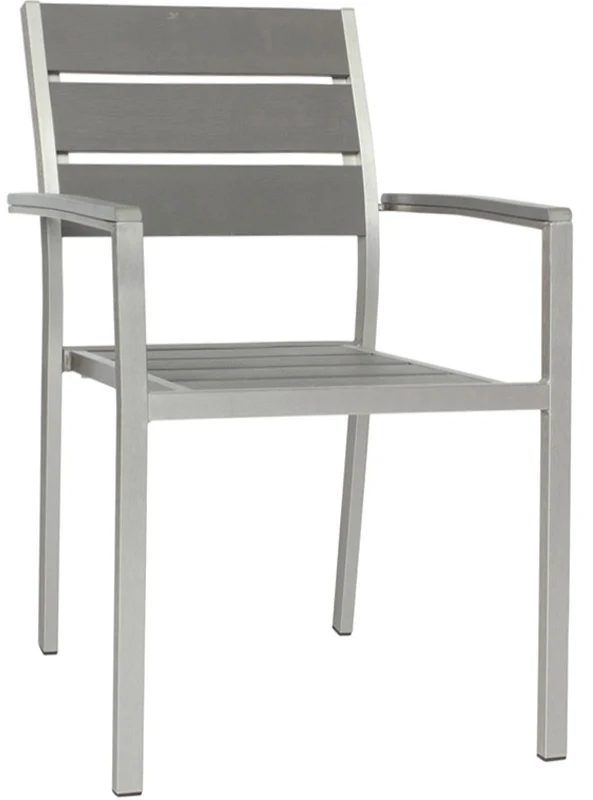 Set da 2 Sedia con braccioli contract da esterno alluminio e composito cm 46x47x87h