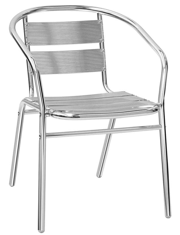 Set da 2 Sedia con braccioli poltroncina da esterno alluminio cm 44x42x72h
