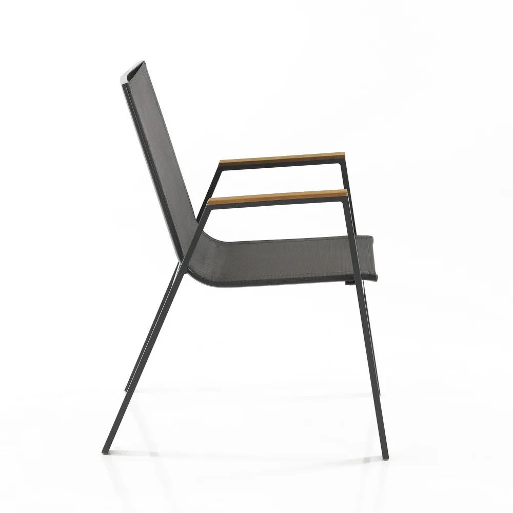 Set da 2 Sedia con braccioli poltroncina da esterno alluminio e tessuto cm 56x68x89h