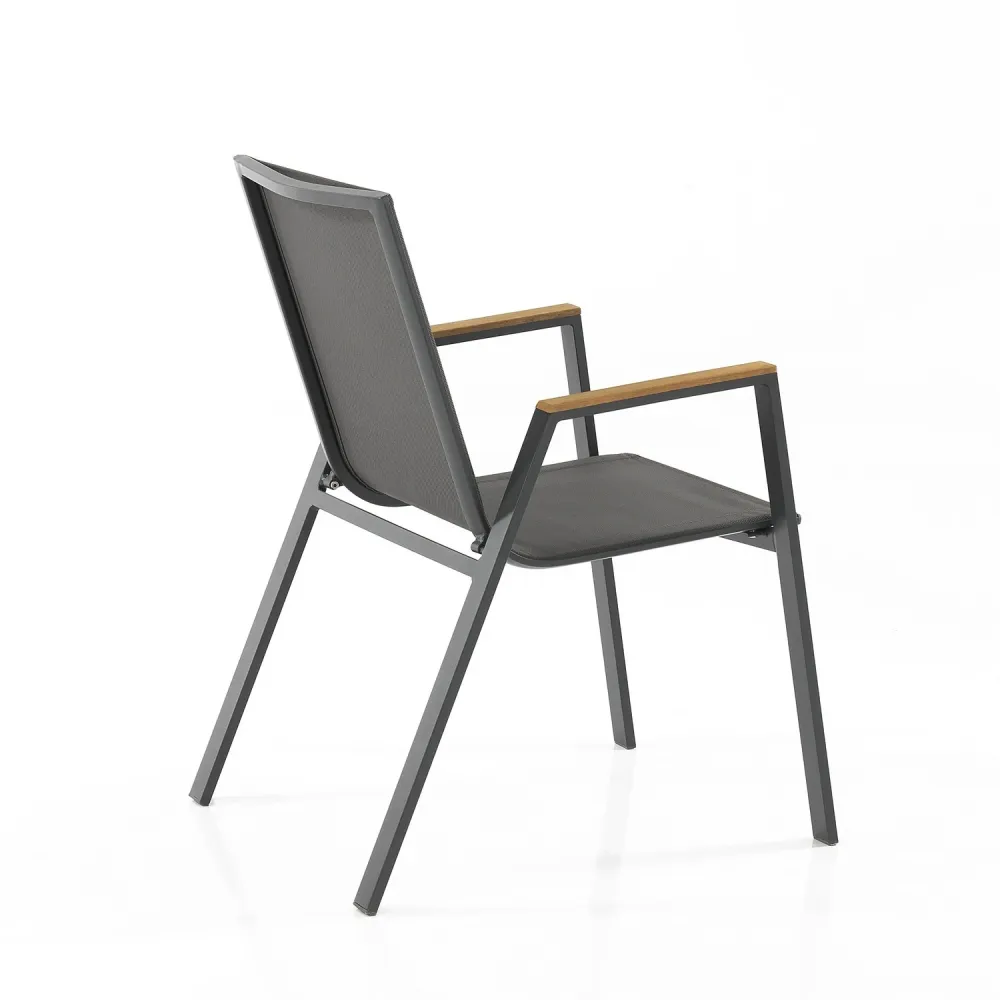Set da 2 Sedia con braccioli poltroncina da esterno alluminio e tessuto cm 56x68x89h