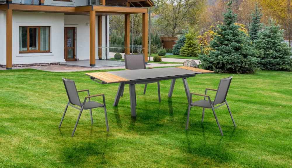 Set da 2 Sedia con braccioli poltroncina da esterno alluminio e tessuto cm 56x68x89h