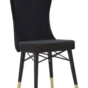 Set da 2 Sedia con schienale alto moderna tessuto fantasia colore nero cm 40x65x99h